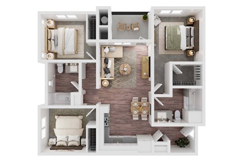 a floor plan of a bedroom and living room with a wood floor
